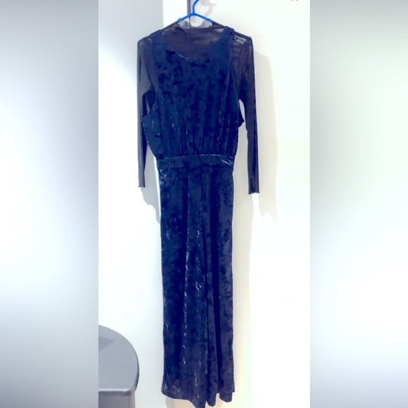 NWOT- Kate Hewko Velvet Jumpsuit with Sheer Top - Picture 4 of 4